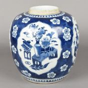 A 19th century or earlier Chinese blue and white porcelain ginger jar Worked with precious object
