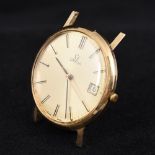 A 9 ct gold Omega gentleman's wristwatch The golden dial inscribed OMEGA and with batons and date