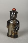 A Chinese glass snuff bottle and stopper Figuratively worked. 7.5 cm high.