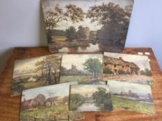 JOSEPH DIXON CLARK (1849-1944) British Buildings in Landscapes Oils on board Mostly signed The