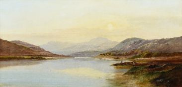 CHARLES LESLIE (1839-1886) British Figures in a Highland Loch Scene Oil on canvas Signed and dated
