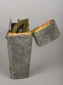 A George III shagreen etui The fitted interior containing drawing instruments. The case 18 cm long.