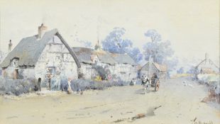 J TIM McDONALD (flourished 1889-1923) Village Street Scene Watercolour Signed 32 x 19 cm,