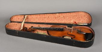 A 19th century French full size violin, circa 1880 With single piece back and 14 inch body,