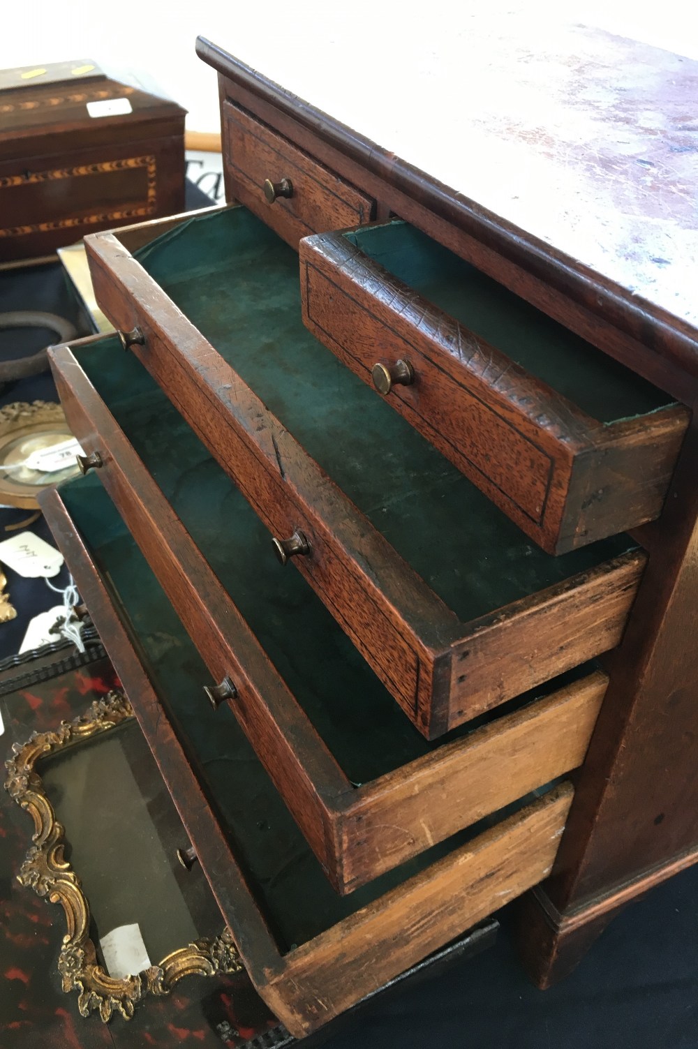 A 19th century mahogany miniature chest of drawers With two short over three long graduated drawers, - Image 7 of 7