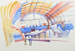 *ARR FRED YATES (1922-2008) British French Railway Station Watercolour Bears Art Curiel Studio Sale