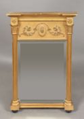 A 19th century giltwood and gesso pier glass The inverted breakfront cornice above the foliate