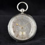 A 19th century silver cased open faced pocket watch The silvered dial with Roman numerals,