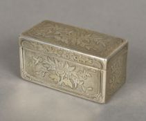A Continental unmarked silver box, probably 19th century Of rectangular form,