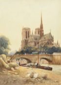 *ARR CHARLES HANNAFORD (1863-1955) British Notre Dame Watercolour Signed 25 x 35 cm,