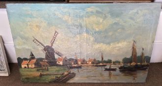 DUTCH SCHOOL (19th century) Busy River Scene Oil on canvas Indistinctly signed 73 x 44.