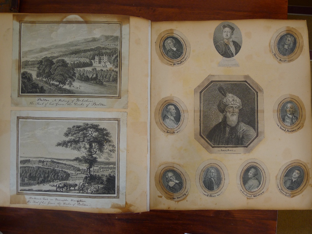 A small folio Victorian scrapbook Containing a large number of engravings (some hand coloured), - Image 5 of 12