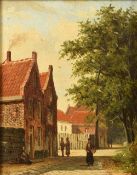 CONTINENTAL SCHOOL (19th century) Dutch Street Scene Oil on panel 13 x 16.