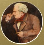 ENGLISH SCHOOL (19th century) Gentleman Taking Snuff Oil on card 10 cm diameter,