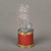 A Russian diamond, enamel and silver gilt mounted hardstone seal Formed as a seated dog,