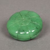 A Chinese carved green jade paste pot and cover Of flowerhead form. 6 cm diameter.