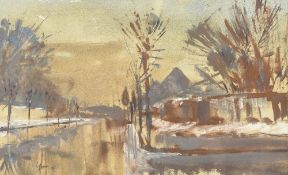 *ARR GEOFFREY LEFEVER (born 1932) British River Landscape Watercolour and bodycolour Signed and