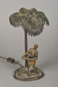 An early 20th century Austrian cold painted bronze table lamp Formed as a North African gentleman