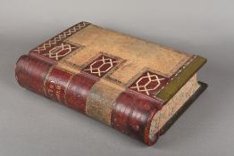 A Victorian brass mounted leather bound country ledger, retailed by Parkins & Gotto,