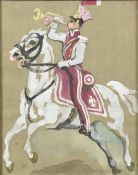 ZDZISLAW RUSZKOWSKI (1907-1991) Polish The Bugler Gouache on laid paper 16. 5 x 20.
