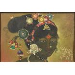 INDIAN SCHOOL (20th century) Portrait of a Bejewelled Girl Oil on board Signed Ram 44 x 29.