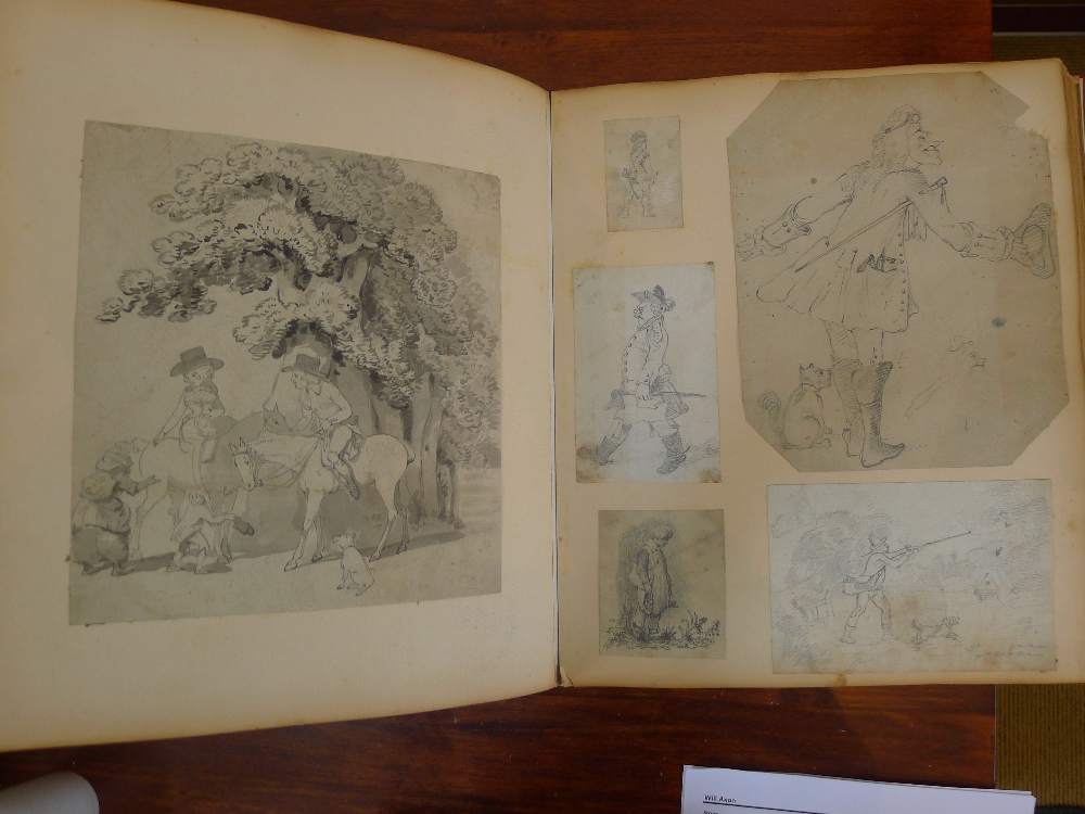 A small folio Victorian scrapbook Containing a large number of engravings (some hand coloured), - Image 9 of 12