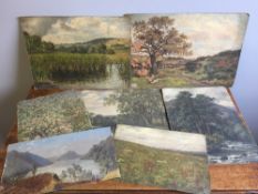 JOSEPH DIXON CLARK (1849-1944) British Lake Lucerne Oil on unstretched canvas;
