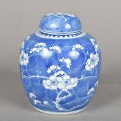 A Chinese blue and white porcelain ginger jar Of typical lidded form,