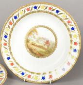 A late 18th century Crown Derby Nottingham Road porcelain plate Centred with a view of the Bredsall