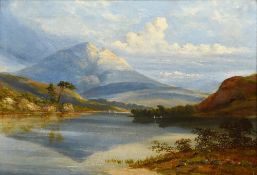 Manner of JOHN KNOX (1778-1845) British Highland Loch Scene Oil on canvas 63.