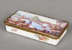 A 19th century enamelled box Of rectangular hinged form,