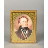 ENGLISH SCHOOL (19th century) Portrait Miniature of a Gentleman Wearing a Cravat Watercolour,