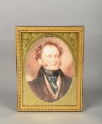 ENGLISH SCHOOL (19th century) Portrait Miniature of a Gentleman Wearing a Cravat Watercolour,