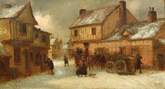 THOMAS SMYTHE (1825-1907) British Figures in a Winter Townscape,