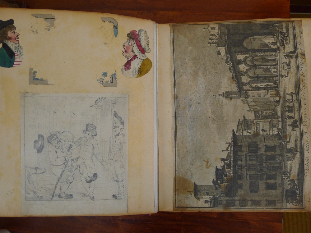 A small folio Victorian scrapbook Containing a large number of engravings (some hand coloured), - Image 3 of 12