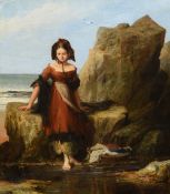 Attributed to HENRY PERLEE PARKER (1795-1873) Young Woman by a Rock Pool Oil on board 38.5 x 44.