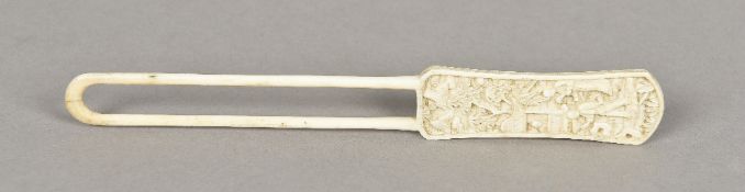 A 19th century Chinese carved Canton ivory implement,