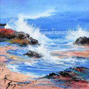 *ARR FERNANDO GOYAN (born 1959) Spanish Coastal Scene Oil on board Signed 29 cm square,