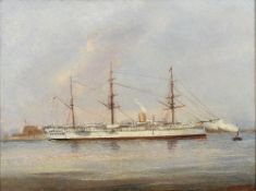 H J MORGAN (flourished 1860-1900) British HM Transport Malabar, Troop Ship at Malta,