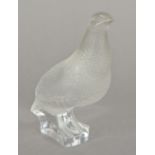 A Lalique frosted glass model of an English partridge Typically modelled standing,