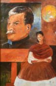 After FRIDA KAHLO (1907-1954) Mexican Self Portrait with Stalin Oil on canvas Bears initials 38.