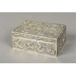 A Chinese Export silver box and cover by Wang Hing Of rectangular form,