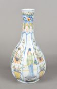 A 19th century faience bottle vase Of octagonal baluster form,