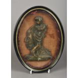 An 18th/19th century cast wax portrait of a young John the Baptist Oval framed and glazed. 19.