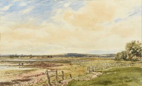 EDMUND MORRISON WIMPERIS (1835-1900) British Figures in a Wetland Landscape Watercolour Signed with