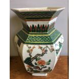 A 19th century Chinese porcelain baluster vase Of hexagonal section,