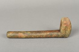 An antique carved russet hardstone one piece axe, possibly Native American 25 cm long.