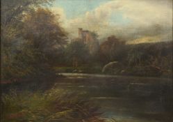 ELLIS WILSON (19th century) British Castles in River Landscapes Oils on canvas Signed 54.5 x 39.