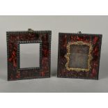 Two faux tortoiseshell miniature portrait frames Both ripple moulded, one with gilt slip.