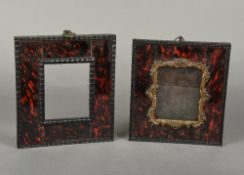 Two faux tortoiseshell miniature portrait frames Both ripple moulded, one with gilt slip.